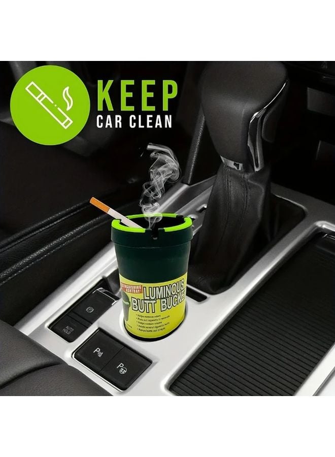 كأس منفضة سجائر محمولة ذات توهج أخضر في الظلام ومطفأة ذاتيًا لحامل رماد السيارة - Image 1